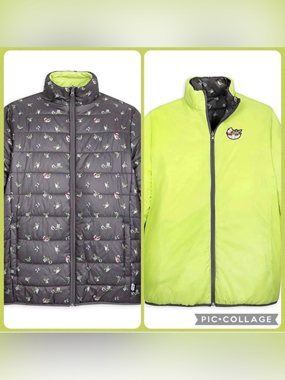 DISNEY STAR WARS MANDALORIAN BABY JODA REVERSIBLE PUFFER JACKET SIZE XXL 🌟NWT🌟